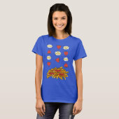 tomaten die naar gefrituurde aardappelen springen  t-shirt (Voorkant volledig)