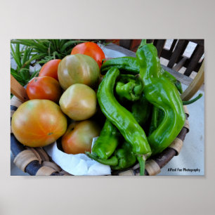 Tomaten en Groene Paprika's in Mand Poster