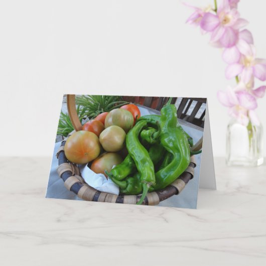 Tomaten en groene paprika's in mandje kaart (Orchidee)