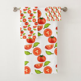Tomaten en oreganobladeren bad handdoek