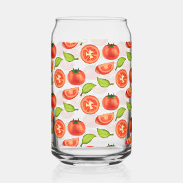 Tomaten en oreganobladeren blikvorm glas