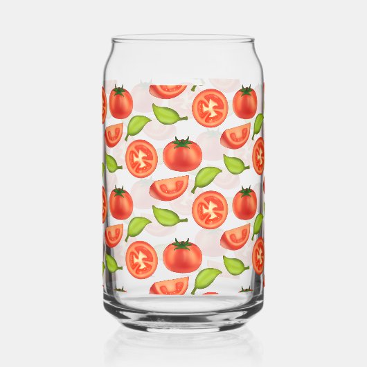 Tomaten en oreganobladeren blikvorm glas (Achterkant)