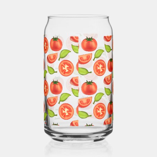 Tomaten en oreganobladeren blikvorm glas (Rechts)