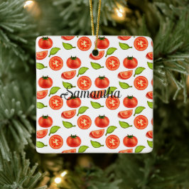 Tomaten en oreganobladeren keramisch ornament