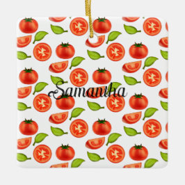 Tomaten en oreganobladeren keramisch ornament