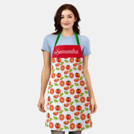 Tomaten en oreganobladeren schort