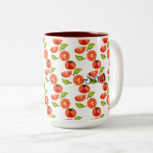 Tomaten en oreganobladeren tweekleurige koffiemok (Voorkant rechts)
