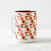 Tomaten en oreganobladeren tweekleurige koffiemok (Voorkant links)