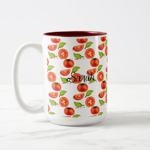Tomaten en oreganobladeren tweekleurige koffiemok