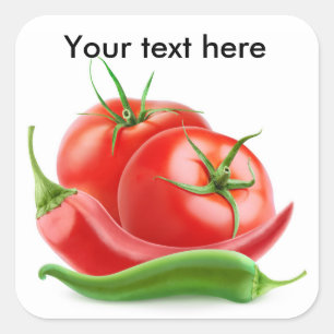 Tomaten en paprika's vierkante sticker