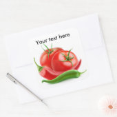 Tomaten en paprika's vierkante sticker (Envelop)