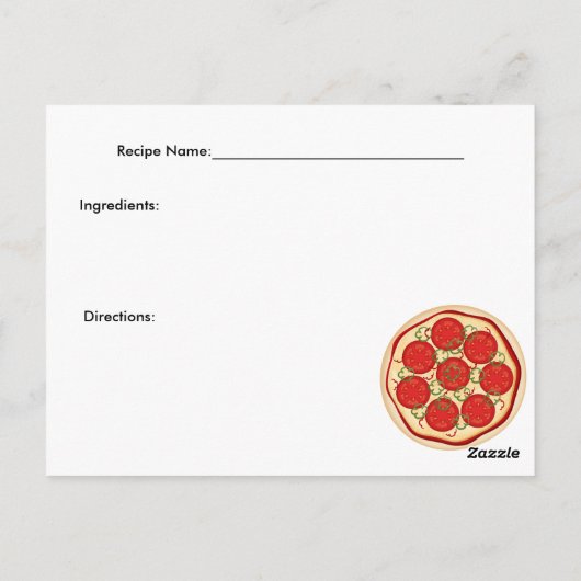 Tomaten en Peppers Pizza Recipcard Briefkaart (Achterkant)
