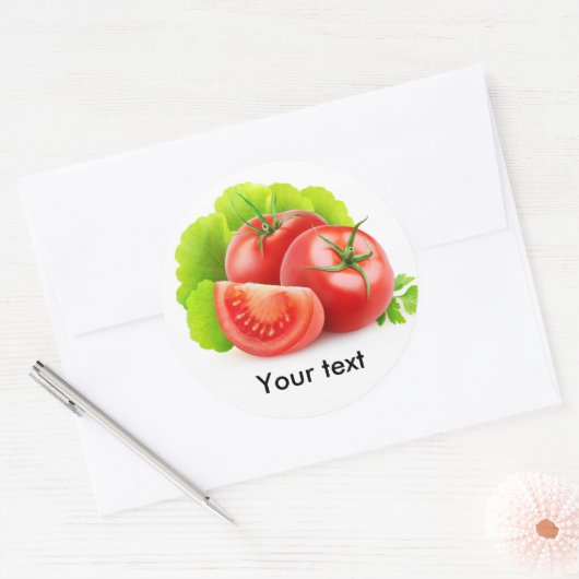 Tomaten en sla ronde sticker (Envelop)