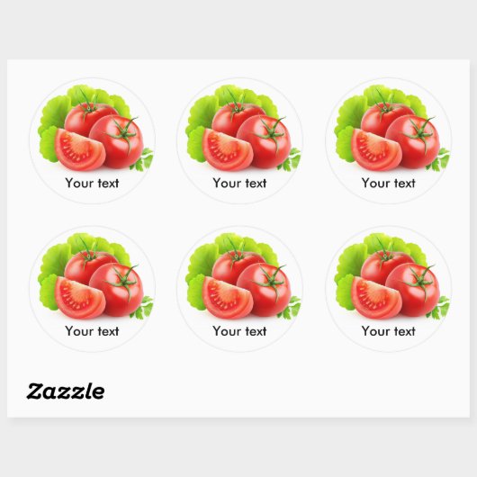 Tomaten en sla ronde sticker (Vel)