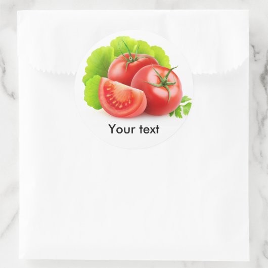 Tomaten en sla ronde sticker (Tas)