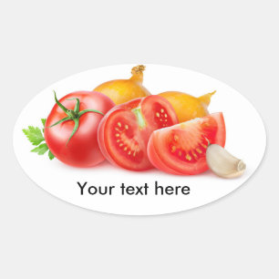 Tomaten en uien ovale sticker