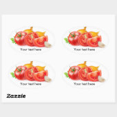 Tomaten en uien ovale sticker (Vel)