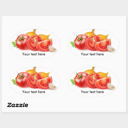 Tomaten en uien ovale sticker (Vel)