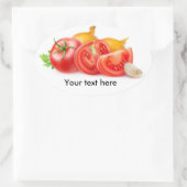 Tomaten en uien ovale sticker (Tas)