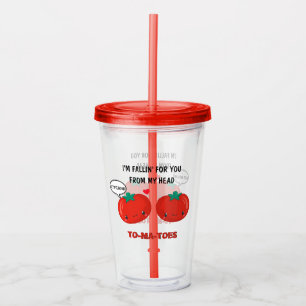 Tomaten in Love Cute Romantic Valentijnsdag Acryl Drinkbeker