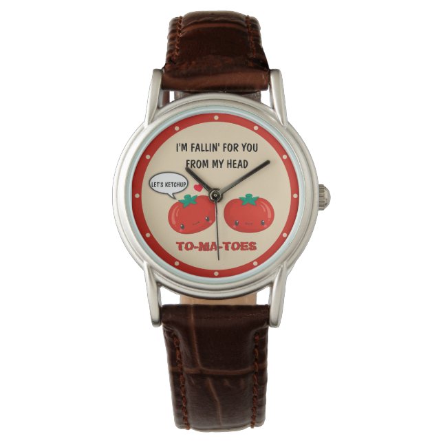 Tomaten in Love Cute Romantic Valentijnsdag Horloge (Voorkant)