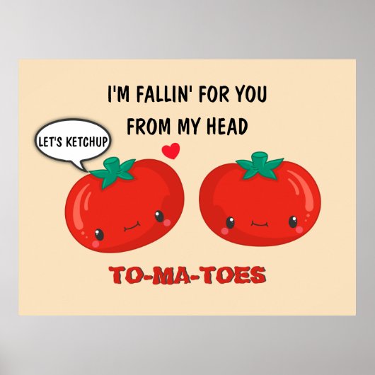 Tomaten in Love Cute Romantic Valentijnsdag Poster (Voorkant)