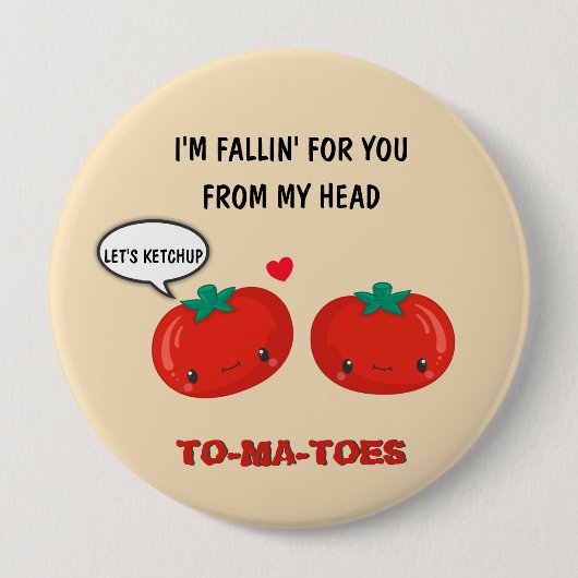 Tomaten in Love Cute Romantic Valentijnsdag Ronde Button 4,0 Cm (Voorkant)