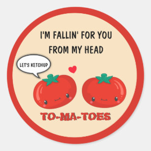 Tomaten in Love Cute Romantic Valentijnsdag Ronde Sticker