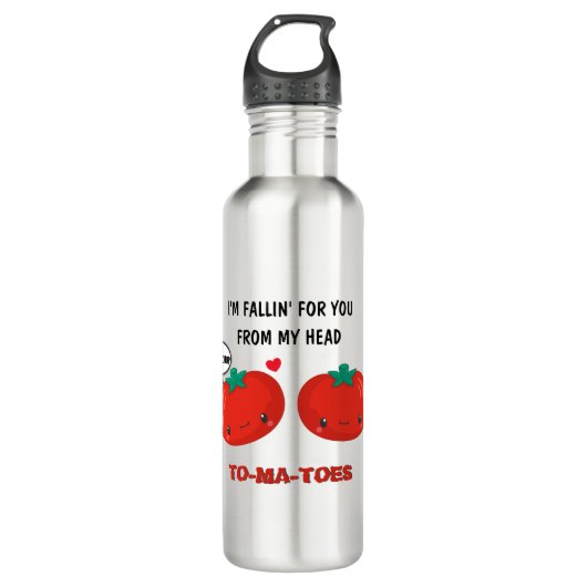 Tomaten in Love Cute Romantic Valentijnsdag Waterfles (Voorkant)