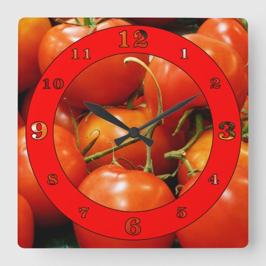 Tomaten op de Wijnstok Vierkante Klok (Voorkant)