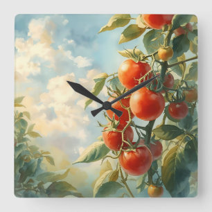  tomaten op een wijnstok vierkante klok
