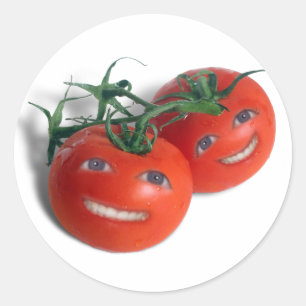Tomaten op zoete basis ronde sticker