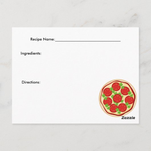 Tomaten Pizza Recipe Card Briefkaart (Achterkant)