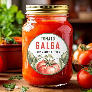 Tomaten salsa label in vintage stijl op maat