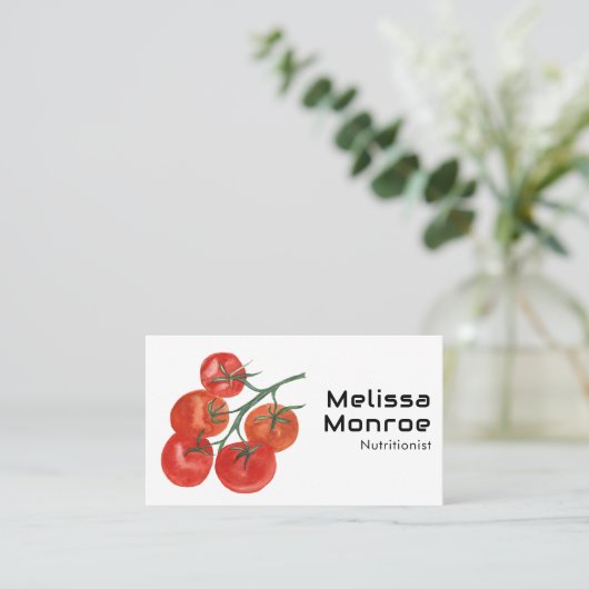 Tomaten Waterverf - Zware Chef Social Icons Visitekaartje (Staand voorkant)