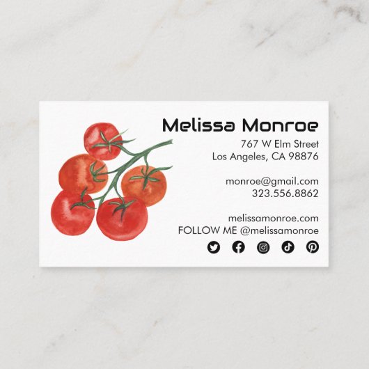 Tomaten Waterverf - Zware Chef Social Icons Visitekaartje (Achterkant)