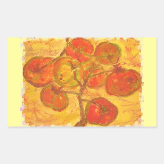 tomatencluster-waterverf rechthoekige sticker (Voorkant)