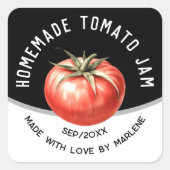 Tomatenjam met rode tomaat vierkante sticker (Voorkant)