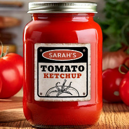 Tomatenketchup bewerkbaar label met grunge teken