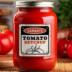 Tomatenketchup bewerkbaar label met grunge teken