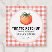 Tomatenketchup label met geruit patroon (Voorkant)