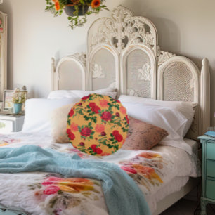 Tomatenmeisje esthetische  groente gouden Roos Rond Kussen