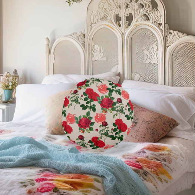 Tomatenmeisje esthetische  plantaardige Roos Rond Kussen (Creator heeft geüpload)