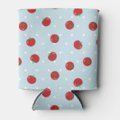 Tomatenpatroon met blauwe polka dot achtergrond blikjeskoeler (Voorkant)