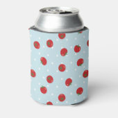 Tomatenpatroon met blauwe polka dot achtergrond blikjeskoeler (Blikje Achterkant)