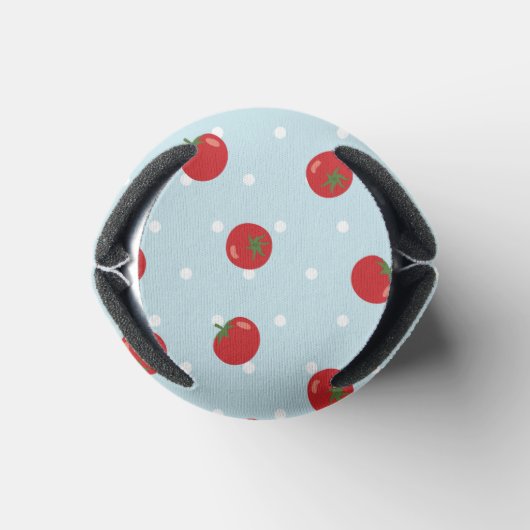 Tomatenpatroon met blauwe polka dot achtergrond blikjeskoeler (Bodem)