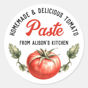 Tomatenpuree Custom Vintage Conserveerlabel Ronde Sticker