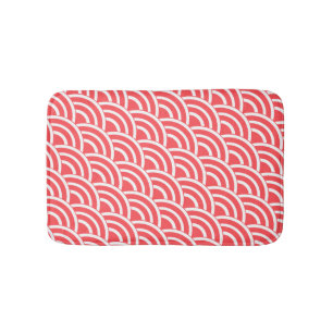 Tomatenrood en witte deco badmat