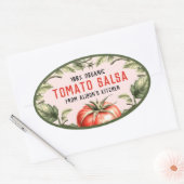 Tomatensalsa-conserveerlabel met waterverf tomat ovale sticker (Envelop)