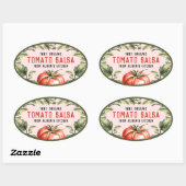 Tomatensalsa-conserveerlabel met waterverf tomat ovale sticker (Vel)
